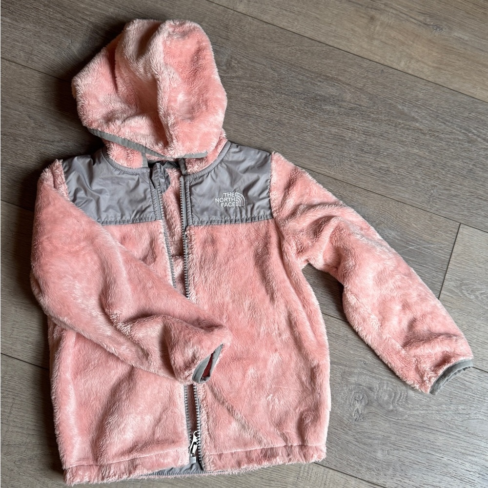 The North Face Kids Pink and Gray Fleece Hoodie